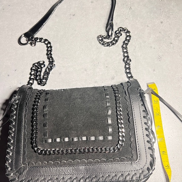 Zara Woman Black Genuine Leather & Suede Handbag. NWOT - Picture 3 of 7